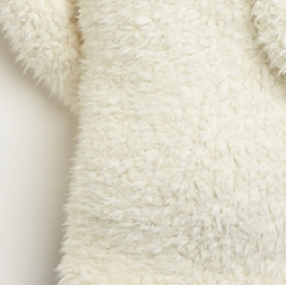 LEVERICK Super Soft Teddy Bear Ivory Faux Fur Open Front Coat Sizes Sm & Md NWT - Picture 5 of 8